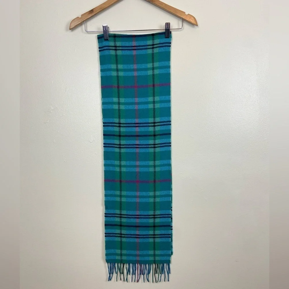 Peck & Peck 100% Cashmere Fringe Blue Scarf 65X10